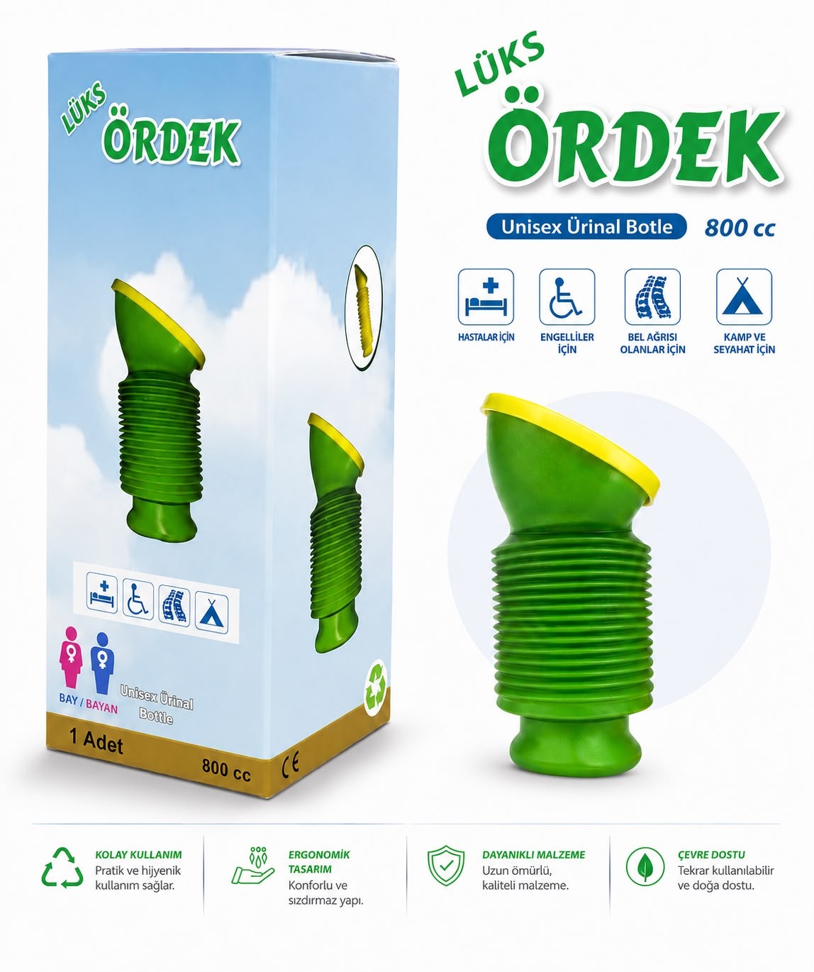 Hasta Idrar Ördeği Büzgülü Akordiyon Hasta Idrar Kabı